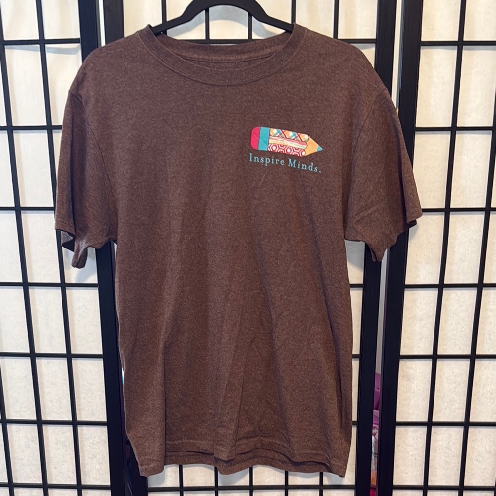 Inspire Brown Short Sleeve Tee with Flag Accent